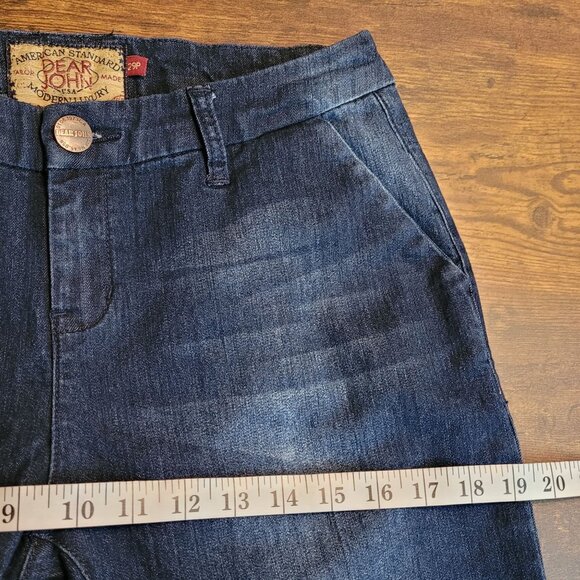 Dear John Jeans 29 P Trouser Flare Mid Rise Blizzard Dark Wash Stretch Denim - Picture 8 of 12